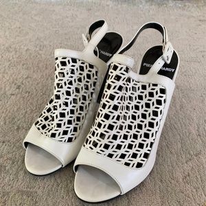 Pierre Hardy White Leather Laser Cut Heel, Size 38